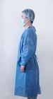 Blue Knitted Cuff Disposable Non Woven Isolation Gown